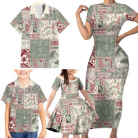 Aloha Hawaii Pastel Christmas Patchwork Family Matching Short Sleeve Bodycon Dress and Hawaiian Shirt Classic Style - Polynesian Pride
