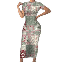 Aloha Hawaii Pastel Christmas Patchwork Family Matching Short Sleeve Bodycon Dress and Hawaiian Shirt Classic Style - Polynesian Pride
