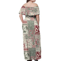 Aloha Hawaii Pastel Christmas Patchwork Off Shoulder Maxi Dress Classic Style - Polynesian Pride