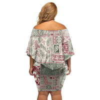 Aloha Hawaii Pastel Christmas Patchwork Off Shoulder Short Dress Classic Style - Polynesian Pride