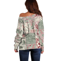 Aloha Hawaii Pastel Christmas Patchwork Off Shoulder Sweater Classic Style - Polynesian Pride