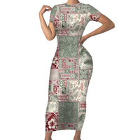 Aloha Hawaii Pastel Christmas Patchwork Short Sleeve Bodycon Dress Classic Style - Polynesian Pride