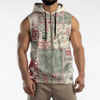 Aloha Hawaii Pastel Christmas Patchwork Sleeveless Zip Hoodie Classic Style - Polynesian Pride