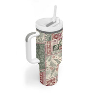 Aloha Hawaii Pastel Christmas Patchwork Tumbler With Handle Classic Style - Polynesian Pride