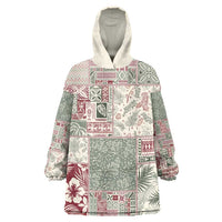 Aloha Hawaii Pastel Christmas Patchwork Wearable Blanket Hoodie Classic Style - Polynesian Pride