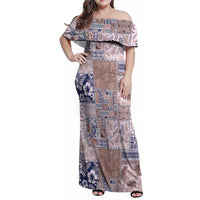 Aloha Hawaii Pastel Christmas Patchwork Family Matching Off Shoulder Maxi Dress and Hawaiian Shirt Rustic Style - Polynesian Pride