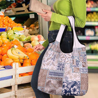 Aloha Hawaii Pastel Christmas Patchwork Grocery Bag Rustic Style - Polynesian Pride