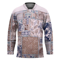 Aloha Hawaii Pastel Christmas Patchwork Hockey Jersey Rustic Style LT7 Unisex Beige - Polynesian Pride