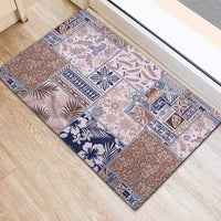 Aloha Hawaii Pastel Christmas Patchwork Rubber Doormat Rustic Style - Polynesian Pride