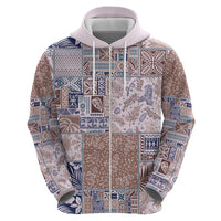 Aloha Hawaii Pastel Christmas Patchwork Zip Hoodie Rustic Style - Polynesian Pride