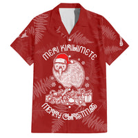 New Zealand Christmas Family Matching Summer Maxi Dress and Hawaiian Shirt Silver Fern Mix Kiwi Bird Ver01 LT7 Dad's Shirt - Short Sleeve Red - Polynesian Pride