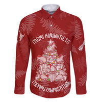New Zealand Christmas Family Matching Mermaid Dress and Hawaiian Shirt Silver Fern Mix Kiwi Bird Ver02 LT7 Dad's Shirt - Long Sleeve Red - Polynesian Pride