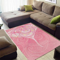 Breast Cancer Awareness Maori Aotearoa Area Rug Manta Ray - Pink Glaze - Polynesian Pride