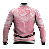Breast Cancer Awareness Maori Aotearoa Baseball Jacket Manta Ray - Pink Glaze - Polynesian Pride