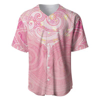Breast Cancer Awareness Maori Aotearoa Baseball Jersey Manta Ray - Pink Glaze - Polynesian Pride