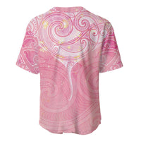 Breast Cancer Awareness Maori Aotearoa Baseball Jersey Manta Ray - Pink Glaze - Polynesian Pride
