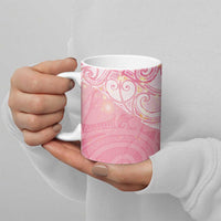 Breast Cancer Awareness Maori Aotearoa Ceramic Mug Manta Ray - Pink Glaze - Polynesian Pride