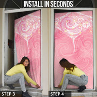 Breast Cancer Awareness Maori Aotearoa Door Cover Manta Ray - Pink Glaze - Polynesian Pride