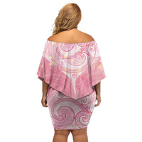 Breast Cancer Awareness Maori Aotearoa Family Matching Off Shoulder Short Dress and Hawaiian Shirt Manta Ray - Pink Glaze LT7 - Polynesian Pride