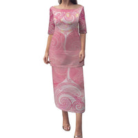 Breast Cancer Awareness Maori Aotearoa Family Matching Puletasi and Hawaiian Shirt Manta Ray - Pink Glaze LT7 Pink - Polynesian Pride