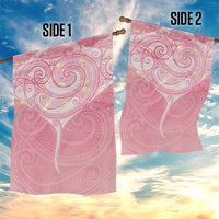 Breast Cancer Awareness Maori Aotearoa Garden Flag Manta Ray - Pink Glaze - Polynesian Pride