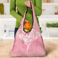 Breast Cancer Awareness Maori Aotearoa Grocery Bag Manta Ray - Pink Glaze - Polynesian Pride