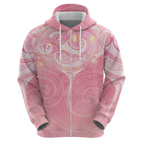 Breast Cancer Awareness Maori Aotearoa Hoodie Manta Ray - Pink Glaze - Polynesian Pride