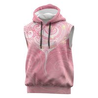 Breast Cancer Awareness Maori Aotearoa Sleeveless Hoodie Manta Ray - Pink Glaze - Polynesian Pride