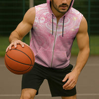 Breast Cancer Awareness Maori Aotearoa Sleeveless Zip Hoodie Manta Ray - Pink Glaze - Polynesian Pride