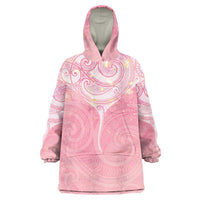 Breast Cancer Awareness Maori Aotearoa Wearable Blanket Hoodie Manta Ray - Pink Glaze - Polynesian Pride