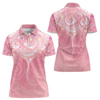 Breast Cancer Awareness Maori Aotearoa Women Polo Shirt Manta Ray - Pink Glaze - Polynesian Pride