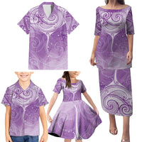 Epilepsy Awareness Maori Aotearoa Family Matching Puletasi and Hawaiian Shirt Manta Ray - Purple Glaze - Polynesian Pride
