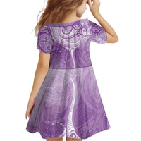Epilepsy Awareness Maori Aotearoa Kid Short Sleeve Dress Manta Ray - Purple Glaze - Polynesian Pride