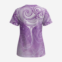 Epilepsy Awareness Maori Aotearoa Scrub Top Manta Ray - Purple Glaze - Polynesian Pride