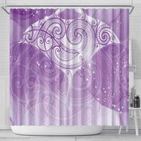 Epilepsy Awareness Maori Aotearoa Shower Curtain Manta Ray - Purple Glaze - Polynesian Pride