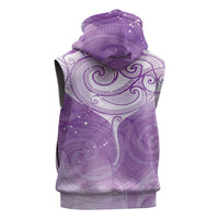 Epilepsy Awareness Maori Aotearoa Sleeveless Zip Hoodie Manta Ray - Purple Glaze - Polynesian Pride