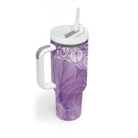 Epilepsy Awareness Maori Aotearoa Tumbler With Handle Manta Ray - Purple Glaze - Polynesian Pride