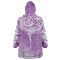 Epilepsy Awareness Maori Aotearoa Wearable Blanket Hoodie Manta Ray - Purple Glaze LT7 - Polynesian Pride