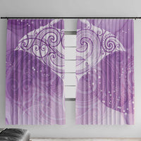 Epilepsy Awareness Maori Aotearoa Window Curtain Manta Ray - Purple Glaze LT7 With Hooks Purple - Polynesian Pride