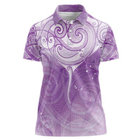 Epilepsy Awareness Maori Aotearoa Women Polo Shirt Manta Ray - Purple Glaze LT7 Female Purple - Polynesian Pride