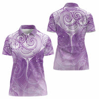 Epilepsy Awareness Maori Aotearoa Women Polo Shirt Manta Ray - Purple Glaze LT7 - Polynesian Pride