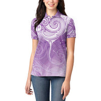 Epilepsy Awareness Maori Aotearoa Women Polo Shirt Manta Ray - Purple Glaze LT7 - Polynesian Pride