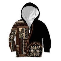 Samoa Siapo Motif Kid Hoodie Classic Style - Black Ver02 LT7 Zip Hoodie Black - Polynesian Pride