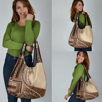 Samoa Siapo Mamanu Grocery Bag Plumeria Mocha Motifs