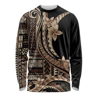 Samoa Siapo Mamanu Long Sleeve Shirt Plumeria Black Motifs