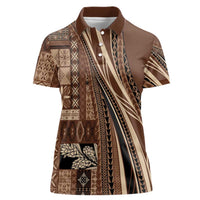 Pasifika Women's Day - Samoa Siapo Malu Tattoo Inspired Women Polo Shirt Brown