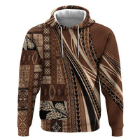 Pasifika Women's Day - Samoa Siapo Malu Tattoo Inspired Zip Hoodie Brown