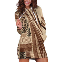 Pasifika Women's Day - Samoa Siapo Malu Tattoo Inspired Hoodie Dress Beige