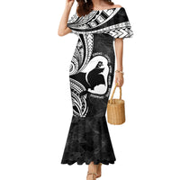 Mother's Day Family Matching Mermaid Dress and Hawaiian Shirt Polynesia Vintage Hibiscus - Black