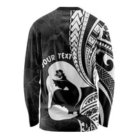 Mother's Day Long Sleeve Shirt Polynesia Vintage Hibiscus - Black